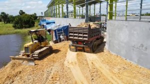 Start New Projcet ! Skill Operator By Bulldozer Komatsu D 20 P Push Soil & Dump Truck 5ton