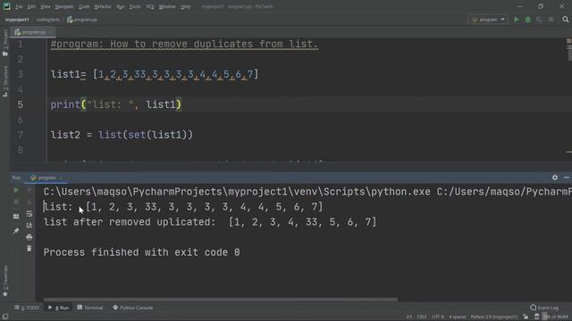 Remove Duplicates From List | Solutions For Python 100 Exercises | Program32 | CodingFacts