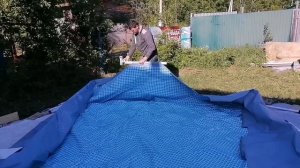 ВЛОГ:Подготовка площадки под бассейн/Сборка нашего каркасного бассейна INTEX на даче?? Как в теплиц