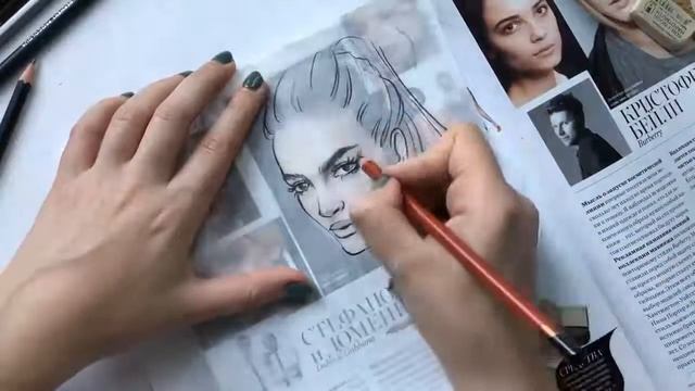Как стилизовать лицо?/ Fashion illustration - Лайфхак с калькой!