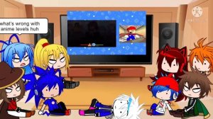 Fandoms react to Mario plays FNF by SMG4
