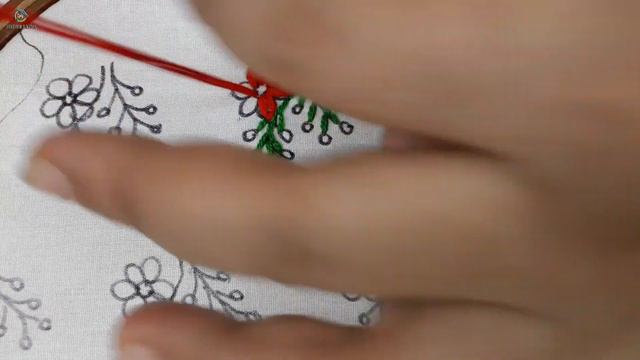 Feather & lazy daisy stitch all over design/hand embroidery: all over design