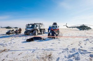 Вездеход КРЕЧЕТ на посадке космонавтов. Союз МС-13 (февраль 2020)