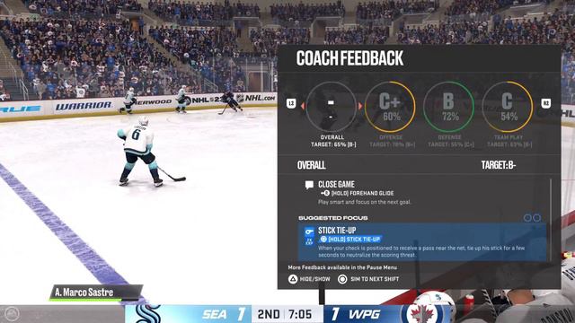 NHL 23 PS5! Be A Pro NHL 2022/2023 Seattle Kraken @ Winnipeg Jets #54