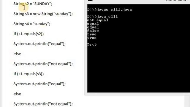 string compare using equals() in java смотреть онлайн