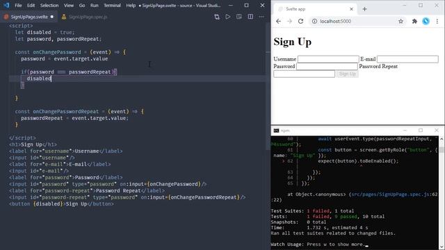 Svelte with Test Driven Development - Form Interactions & Reactive Declarations