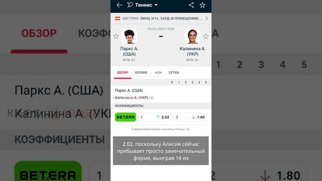 Прогноз на матч Паркс Алисия - Калинина Ангелина | Теннис. WTA. Линц