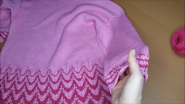 вязаный cпицами розовый джемпер//обзор готовой работы//cнуд cпицами//cхема смотреть онлайн