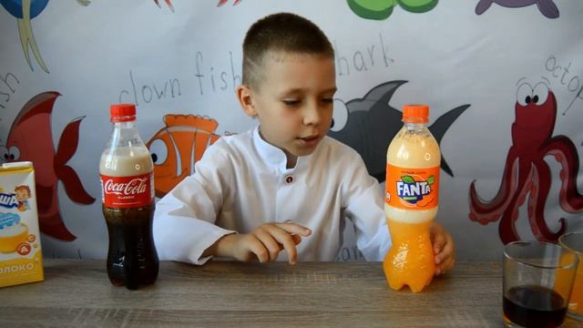 Что если налить молоко в колу и фанту. Эксперименты для детей смотреть онлайн