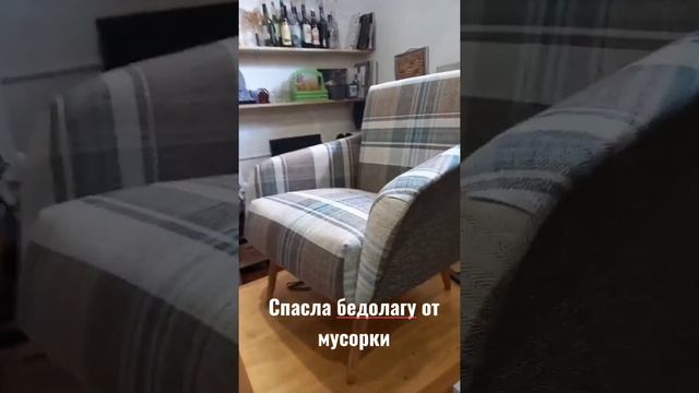 хотели выбросить, а я перетянула #кресло #реставрация #diy