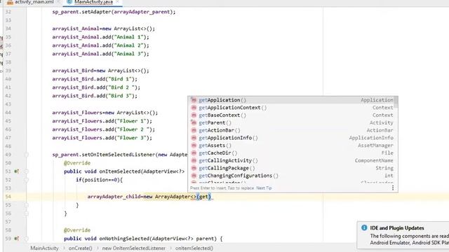 Spinner in android | Create Dependent Spinner android studio part2 | Nested Spinner