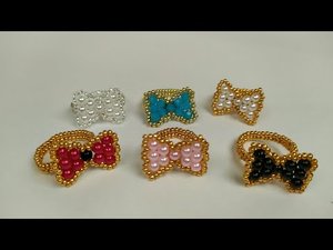 Украшения из бисера. 3 часть. Комплект ,,Бантики,, Кольцо -перстень. Мастер класс. Пошаговый МК.