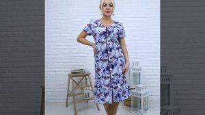 Халат женский на молнии с коротким рукавом 6912