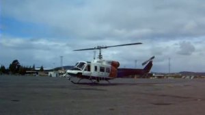 Helicopter taking off from Trondheim Airport