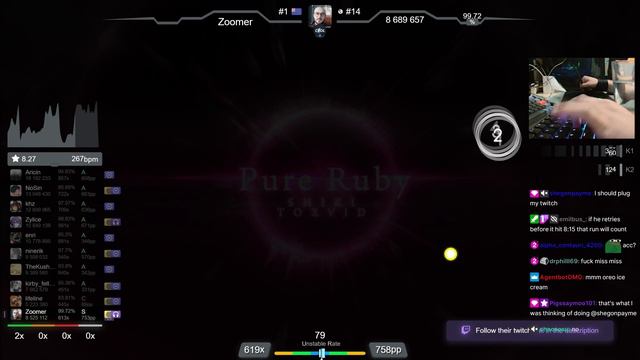 🔴 9.4⭐ Zoomer | SHIKI - Pure Ruby [Another] +HDNC 99.74% (#1 1061pp FC) - osu! смотреть онлайн
