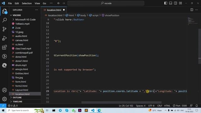 Lesson - 53 | HTML geolocation API | How to get user's location | HTML Tutorial For Beginners