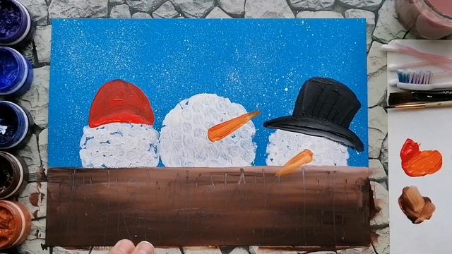 Снеговики. Зима. Нетрадиционное рисование смотреть онлайн