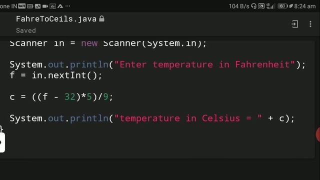 A program to convert Ferenhit to Celsius temperature in java #viral #programming #coding смотреть онлайн