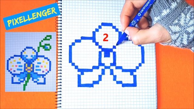 Как рисовать по клеточкам Орхидею Цветок Простые рисунки How to Draw  Orchid Flower Pixel Art