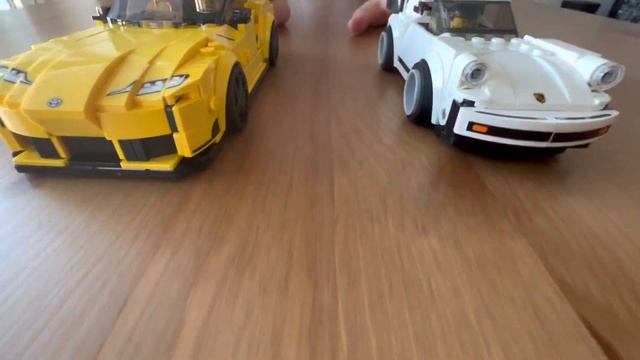 Lego Toyota Supra and Lego Porsche speed champions