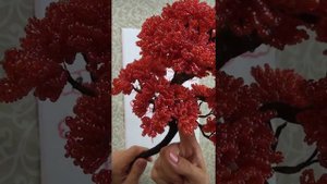 Красный бонсай из бисера мастер-класс. Red bonsai master class.