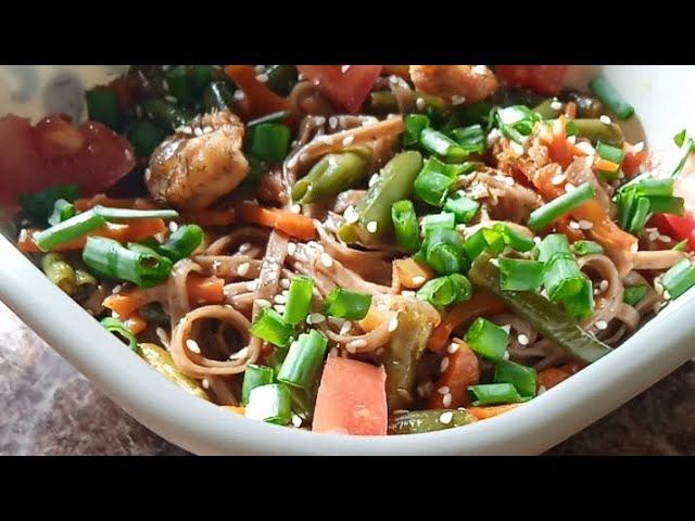 Лапша Удон  с креветками и овощами. Вкусный ужин за 25 минут.