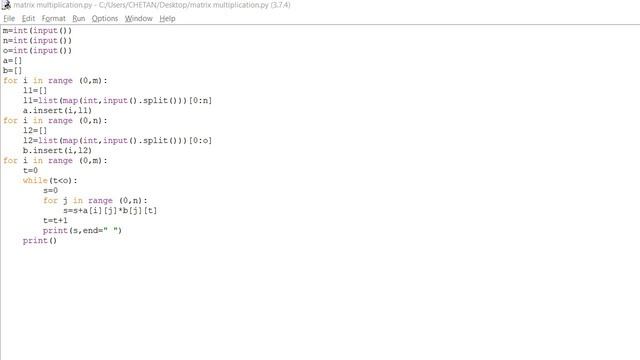 2 dimensional lists (matrix multiplication) смотреть онлайн