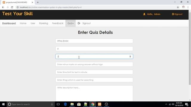 online examination system in php project with source code