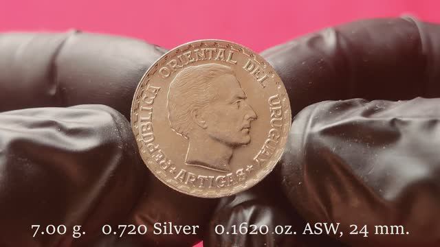 URUGUAY SILVER 50 CENTESIMOS 1943 - José Gervasio Artigas - Уругвай  50 сентесимо 1943 Хосе Артигас