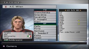 PES 5 - Milan - Stats - PS2