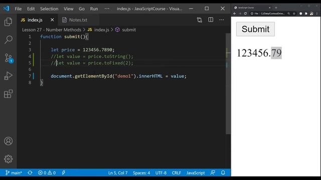 JavaScript Complete Course - Number Methods - Part 31