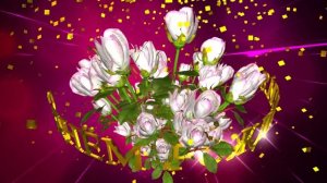 Красивое поздравление с Днём Рождения: Шикарный букет белых роз