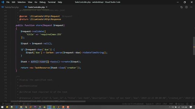 Testing Api using PHPUnit Laravel