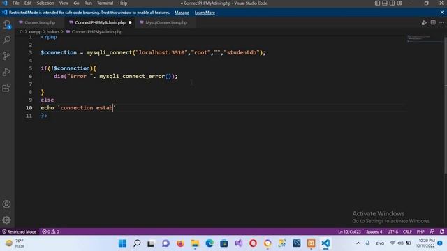 Connect to MySQL Database in PHP Using Visual Studio Code 2023