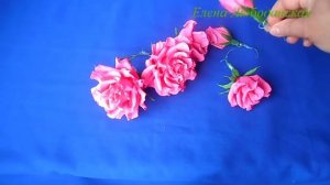 Веточка розы из гофрированной бумаги, мастер-класс