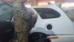 оклейка парашютом для перехода, покраска под лак