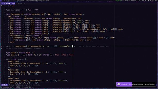 Brainf*ck interpreter within typescript types! Part 2. Type-level programming