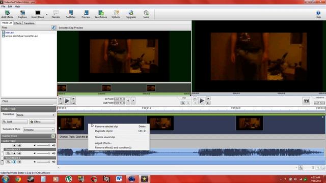 How to reverse video using Videopad Video Editor