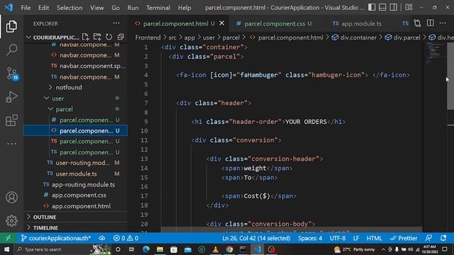 FULL STACK COURIER SERVICES APPLICATION ( ANGULAR NODE JS | TYPESCRIPT AND MSSQL) | DAY 3