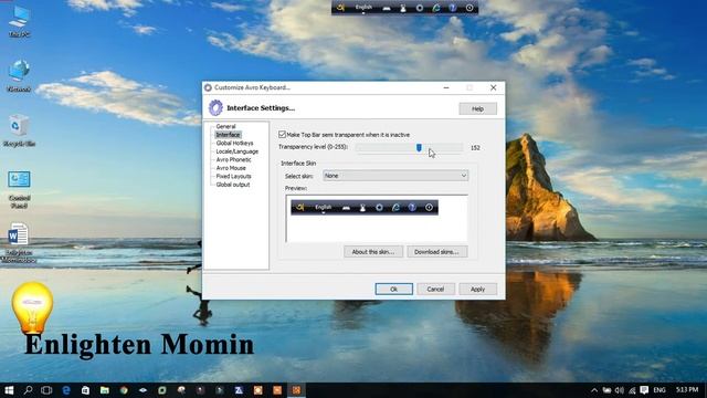Avro keyboard Settings Interface, Global hotkeys, Local Language Lecture-06