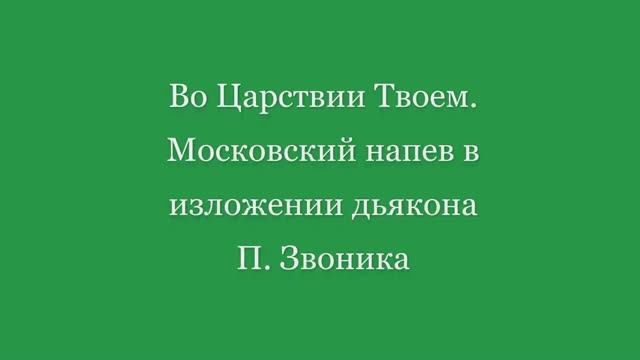 Во Царствии Твоем. П. Звоник