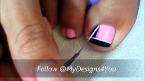 Toenail Art Design | Pink and Black Toes ♥ Diseño de Uñas de Pies