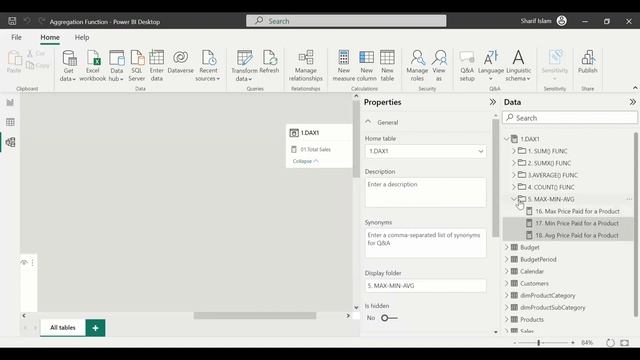 Power BI  - DAX  | Aggregation Function  | COUNT - MAX - MIN - AVERAGE - COUNTBLANK