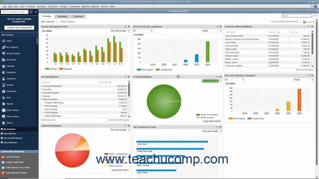 QuickBooks Desktop Pro 2021 Tutorial Company Snapshot Intuit Training смотреть онлайн