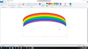 Рисунок пейзажа с радугой в программе Paint.