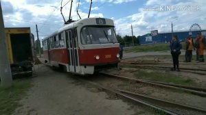 Спасение трамвая с перекошеным пантографом