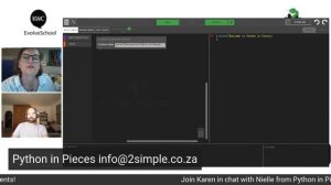 Join Karen Walstra's chat with Tim Holliday - 2Simple Python in Pieces