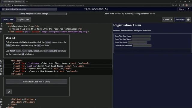 (ARCHIVED) Learn HTML Forms by Building a Registration Form - Step 18