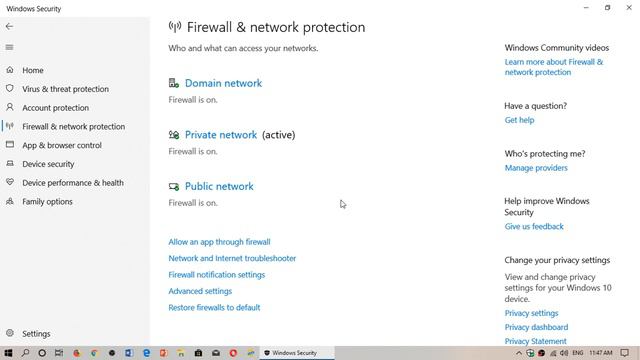 Windows 10 Windows security Firewall and Network protection general settings смотреть онлайн