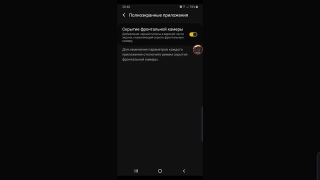 Как на Samsung Galaxy S10 Plus сделать черную полосу где камера